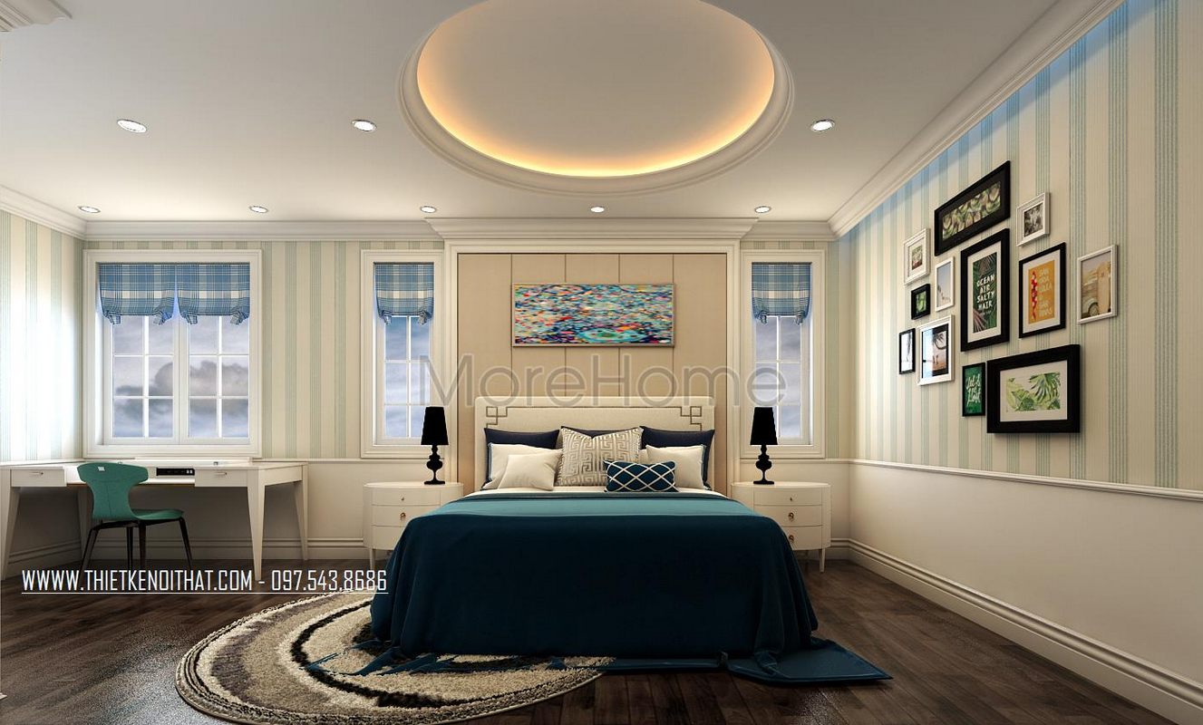 Thiết kế nội thất phòng ngủ biệt thự Vinhomes Riverside Long Biên Hà Nội